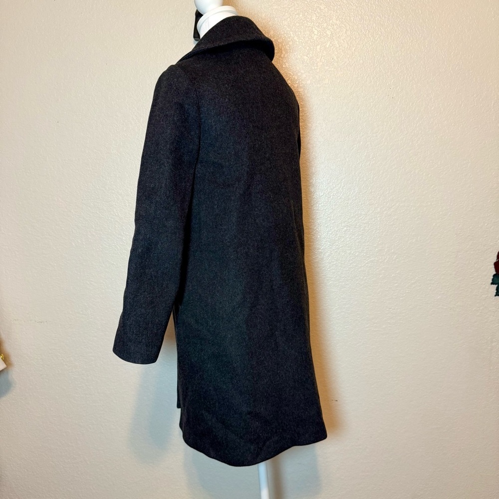J. Crew Cashmere & Wool Harriet Plum Pea Coat Charcoal Gray Size 0 Petite - Picture 7 of 15